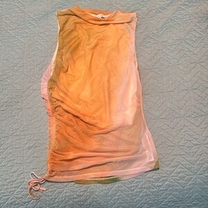 Authentic TOPSHOP ombre shirred sleeveless summer top orange-green-white sz S 4